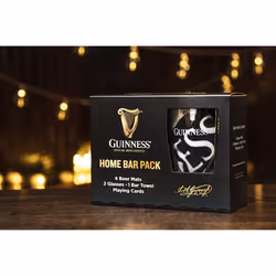Guinness Home Bar Pack - Gravity Pint Glasses, Bar Towel & Playing cards