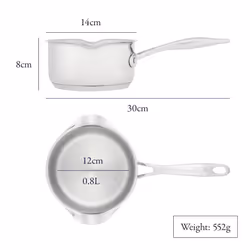 Stellar Profile Milk Pan with Pouring Lip, 0.8L - 14cm Saucepan for Induction Hobs, All Hob Types & Gas Ranges - Small Stainless Steel Pot, Oven Safe,