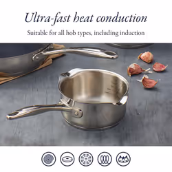 Stellar Profile Milk Pan with Pouring Lip, 0.8L - 14cm Saucepan for Induction Hobs, All Hob Types & Gas Ranges - Small Stainless Steel Pot, Oven Safe,