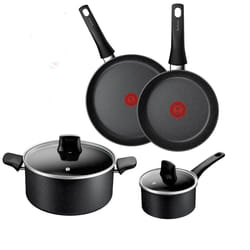 Tefal Titanium Stone Induction Non-Stick 4pc Set: Frying pan 20/26cm, Saucepan 16cm + lid, Stewpot 24cm + lid