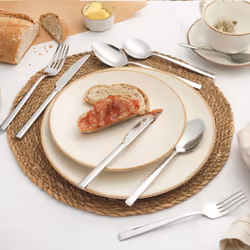 Salter Winslow 44 Piece Cutlery Set ? 18/0 Stainless Steel Silverware, Service for 6 People, Includes Knives, Forks, Teaspoons, Soup Spoons, Serving
