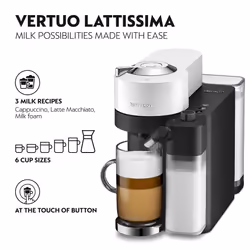 De'Longhi Nespresso Vertuo Lattissima ENV300.W, Automatic Coffee Machine with Automatic Milk Frother, Single-Serve Capsule Coffee Machine, 5 Cup