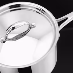 Stellar Profile Set of 3 Stainless Steel Saucepans with Lids, 20cm 18cm 16cm, Induction Ready, Oven Safe, Dishwasher Safe