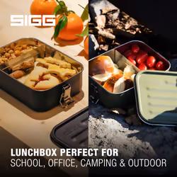 Sigg Gemstone Box Lunch Box, Stainless Steel Lunch Box with Leak-Proof Silicone Rim, Divided Lunch Box for Lunch and Leftovers