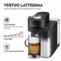 De'Longhi Nespresso Vertuo Lattissima ENV300.B, Automatic Coffee Machine with Automatic Milk Frother, Single-Serve Capsule Coffee Machine, 5 Cup