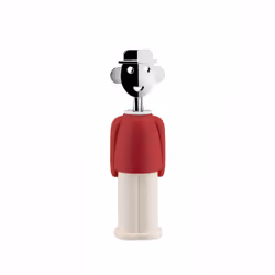 Alessi AAM23 R Design Corkscrew, Chrome Zamak and Thermoplastic Resin, Red