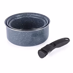 Russell Hobbs Nightfall Stone Saucepan Set ? Smart Clip Non-Stick Pans, 16cm, 18cm, 20cm, Stay Cool Detachable Handle, Oven t ...