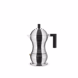 Alessi MDL02/3 B Pulcina Espresso coffee maker in cast aluminium. Handle and knob in PA, black, 3 Cups