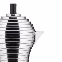 Alessi MDL02/3 B Pulcina Espresso coffee maker in cast aluminium. Handle and knob in PA, black, 3 Cups