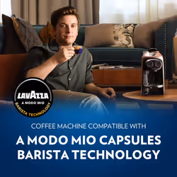 Lavazza, A Modo Mio Jolie & Milk EVO Coffee Machine Made from 33% Recycled Plastic, with Integrated Milk Frother and Removable Grid, Compatible with A