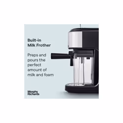 Morphy Richards Traditional Pump Espresso Coffee Machine & Automatic Milk Frother, 15 Bar Pressure, One Touch Espresso, Cappuccino, Latte Maker,