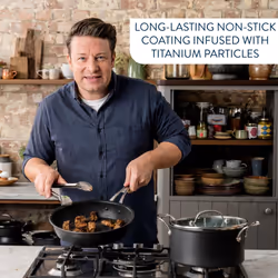 Tefal Jamie Oliver Cook?s Classics Frying Pan, 30cm, Hard Anodised Aluminium, Non-Stick, Oven-Safe, Induction Compatible, Riveted Handle, Black ?