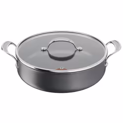 Tefal Jamie Oliver Cook's Classics Hard Anodized Shallow Pot, 30 cm, 5.4L, Non-Stick Coating, Heat Indicator, Riveted Handle, ...