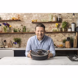 Tefal Jamie Oliver Cook's Classics Hard Anodized Shallow Pot, 30 cm, 5.4L, Non-Stick Coating, Heat Indicator, Riveted Handle, Oven-Safe Kitchen Pan,