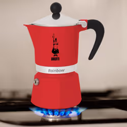Bialetti Rainbow Caffettiera Colorata, Alluminio, Rossa, 3 Tazze,Red,30 x 20 x 15 cm