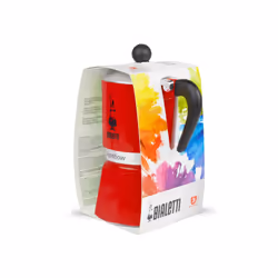 Bialetti Rainbow Caffettiera Colorata, Alluminio, Rossa, 3 Tazze,Red,30 x 20 x 15 cm