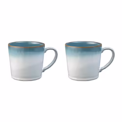 Denby - Azure Haze Blue Coffee Mug Set of 2 - 400ml Large Stoneware Ceramic Tea Mug Set For Home & Office - Dishwasher Safe, ...