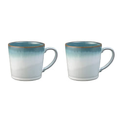 Denby - Azure Haze Blue Coffee Mug Set of 2 - 400ml Large Stoneware Ceramic Tea Mug Set For Home & Office - Dishwasher Safe, Microwave Safe - Blue,