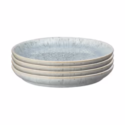 Denby - Halo Speckle Dinner Plates Set of 4 - Grey, Neutral Patterned Coupe Dishwasher Microwave Safe Crockery 26cm - Glazed ...