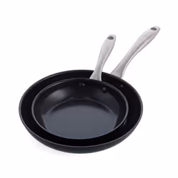 GreenPan Lima Midnight Hard Anodized Healthy Ceramic Non-Stick 20 cm and 26 cm Frying Pan Skillet Set, PFAS-Free, Induction S ...