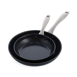 GreenPan Lima Midnight Hard Anodized Healthy Ceramic Non-Stick 20 cm and 26 cm Frying Pan Skillet Set, PFAS-Free, Induction Suitable, Oven Safe, Black