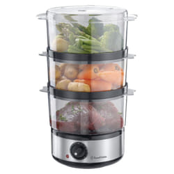 Russell Hobbs 3 Tier Electric Food Steamer, 7L, Stackable baskets for easy storage, Dishwasher safe BPA free baskets, Rice bowl inc, 60 min timer,