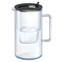 AQUAPHOR Glass Black Water Filter Jug - Take to Table Premium Glass Design Jug with Easy-Fill Flip-Open Lid, 2.5L Capacity, 1 X MAXFOR+ Filter