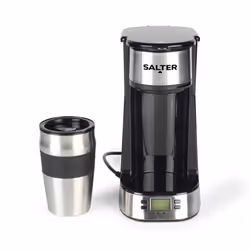 Salter Digital Coffee Maker ? One Cup Filter Coffee Machine, Washable & Reusable Filter, Includes 420ml Stainless Steel Trave ...