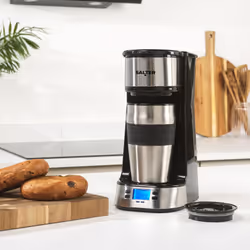 Salter Digital Coffee Maker ? One Cup Filter Coffee Machine, Washable & Reusable Filter, Includes 420ml Stainless Steel Travel Mug, 3-4 Minutes