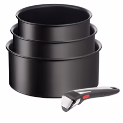 Tefal Ingenio Unlimited ON 4 Piece Non-Stick Induction Saucepan Set, 16&18&20 cm Saucepans, 1 Bakelite Removable Handle, Easy ...