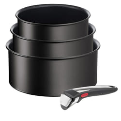 Tefal Ingenio Unlimited ON 4 Piece Non-Stick Induction Saucepan Set, 16&18&20 cm Saucepans, 1 Bakelite Removable Handle, Easy Cleaning, Heat