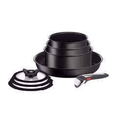 Tefal Ingenio Unlimited ON 8 Piece Non-Stick Induction Pan Set, 28 cm Frying Pan, 16&18&20 cm Saucepans, 16&18&20 cm Glass Li ...