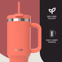 Contigo Streeterville Tumbler 1200ml with Handle | Stainless Steel Vacuum Insulated Water Bottle with Straw and Lid | Cold for 29 Hours | Travel Mug |