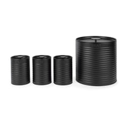 Russell Hobbs Ribbed 4-Piece Round Countertop Set ? Set of 3 Kitchen Storage Canisters & Bread Bin, Tea, Coffee and Sugar, Durable Steel, Pull Top