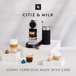 Nespresso De'Longhi CitiZ EN267.WAE, Capsule Milk Frother, Single-Serve Pod Coffee Machine, Cappuccino Maker, 19 Bar Pressure, 2 Cup Sizes, Welcome
