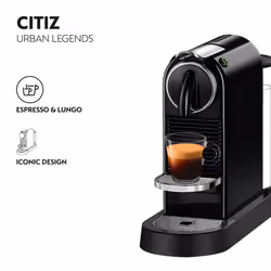 Nespresso De'Longhi CitiZ EN167.B, Capsule, Single-Serve Pod Coffee Machine, Compact Design, 19 Bar Pressure, 2 Cup Sizes, Welcome Set Included,