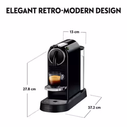 Nespresso De'Longhi CitiZ EN167.B, Capsule, Single-Serve Pod Coffee Machine, Compact Design, 19 Bar Pressure, 2 Cup Sizes, Welcome Set Included,