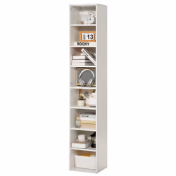 VEVOR 8 Tiers Narrow Bookshelf, 71 in Wooden Tall Open Bookcase with Height-Adjustable Shelf, Freestanding Display Storage Fl ...
