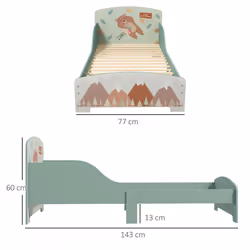 ZONEKIZ Toddler Bed Frame, Kids Bedroom Furniture for Ages 3-6 Years, 77 x 143 x 60cm - Green