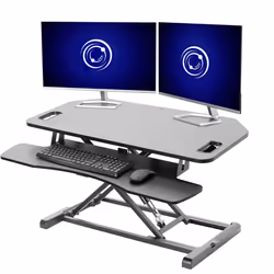 VIVO Extra Wide Corner Height Adjustable 97 cm Stand up Desk Converter, Sit Stand Tabletop Dual Monitor and Laptop Riser Work ...