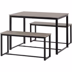 Seconique Dining Bench Set, Engineered Wood, Stone Effect/Black, W 1100mm x D 700mm x H 760mm