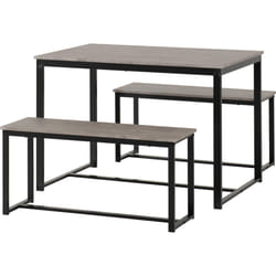 Seconique Dining Bench Set, Engineered Wood, Stone Effect/Black, W 1100mm x D 700mm x H 760mm