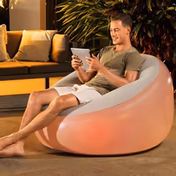 Bestway Inflatable Chair, Outdoor Armchair with LED Lights, Grey