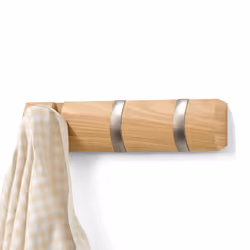 Umbra Flip 3-Hook Wall Mounted Coat Rack, Modern, Sleek, Space-Saving Coat Hanger with 3 Retractable Hooks to Hang Coats, Sca ...