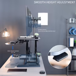 VIVO Height Adjustable 91cm Standing Desk Converter with Dual 13 to 30 inch Monitor Stand, Sit Stand Monitor Mount and Desk Riser, Black,