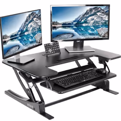 VIVO 91 cm Height Adjustable Stand Up Desk Converter, V Series, Quick Sit to Stand Tabletop Dual Monitor Riser Workstation, B ...