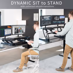 VIVO 91 cm Height Adjustable Stand Up Desk Converter, V Series, Quick Sit to Stand Tabletop Dual Monitor Riser Workstation, Black, DESK-V000V