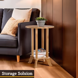 Premier Housewares Small Side Table for Living Room | Wooden Round Bedside Table for Storage | Corner End Table for Bedroom, Sofa, Nightstand |