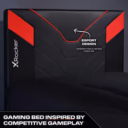 X-Rocker Cerberus Gaming Bed, 3ft Single Bedstead Frame, Wooden Slats, PU Faux Leather Upholstered Headboard, Low Footboard, Ideal for Teens, Kids,