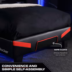 X-Rocker Cerberus Gaming Bed, 3ft Single Bedstead Frame, Wooden Slats, PU Faux Leather Upholstered Headboard, Low Footboard, Ideal for Teens, Kids,